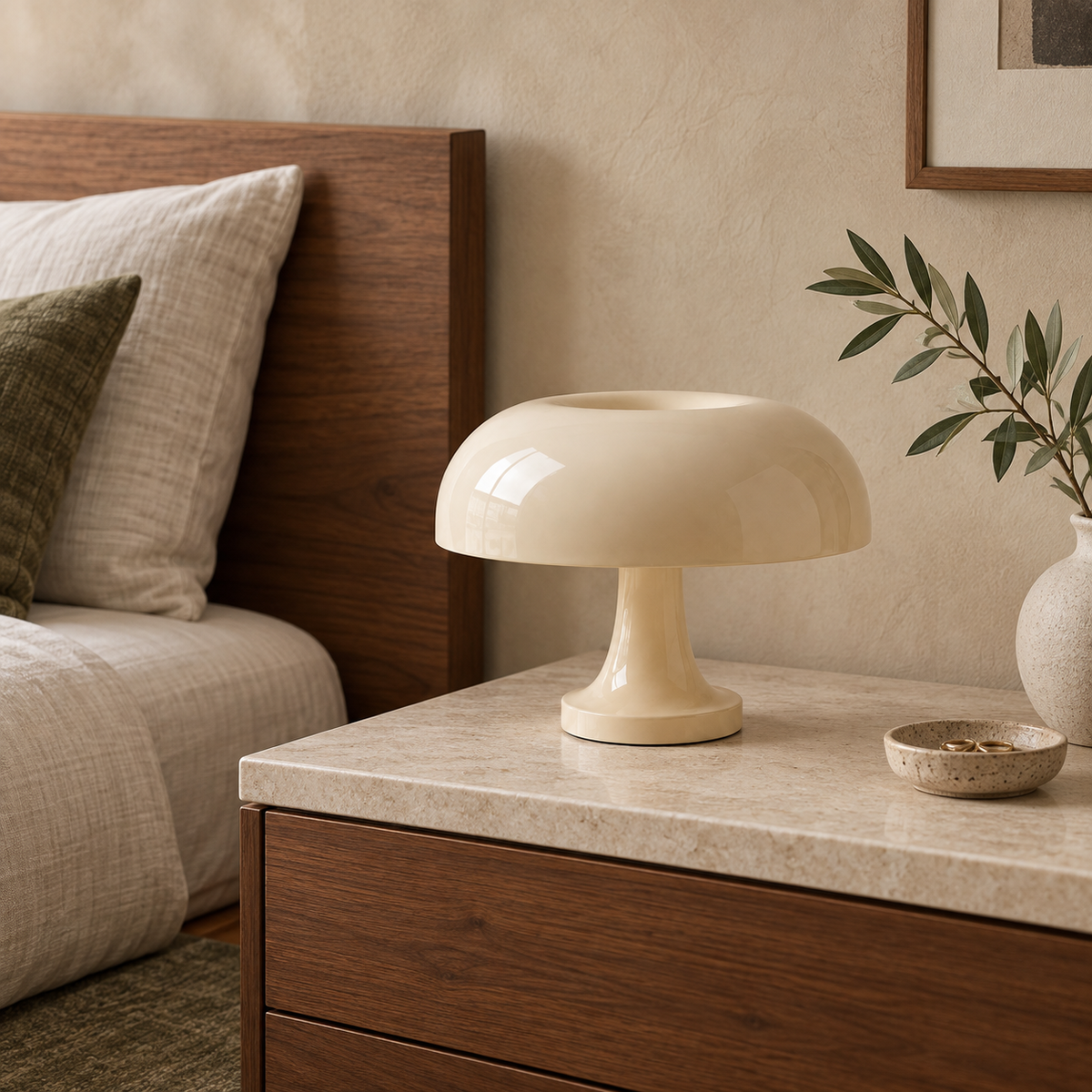 soft-ivory-2 — Lampe Caldera ivoire sur un chevet dans une chambre
