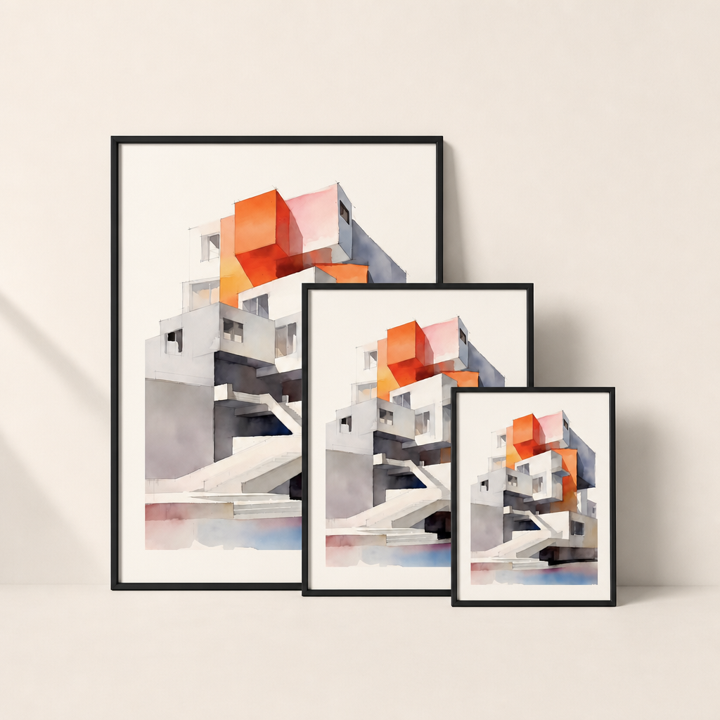 Affiche Cortile dans ses trois formats 30 × 40, 40 × 60 et 50 × 70 cm, cadres noirs