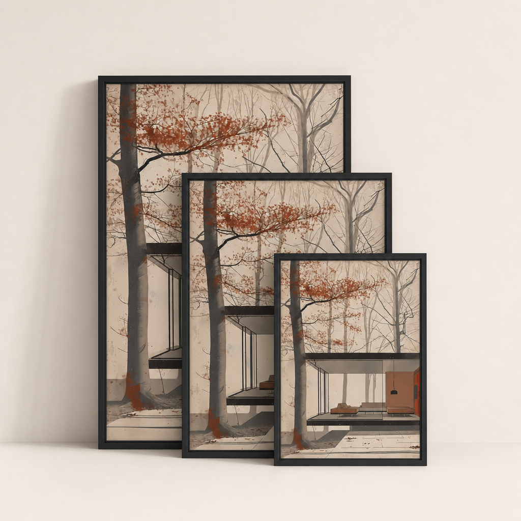 Affiche Selva dans ses trois formats 30 × 40, 40 × 60 et 50 × 70 cm, cadres noirs