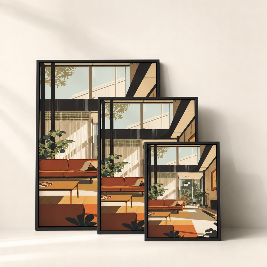 Affiche Ambra dans ses trois formats 30 × 40, 40 × 60 et 50 × 70 cm, cadres noirs