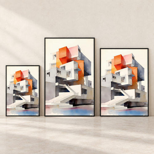 Affiche Cortile dans les formats 30 × 40, 40 × 60 et 50 × 70 cm, cadres noirs