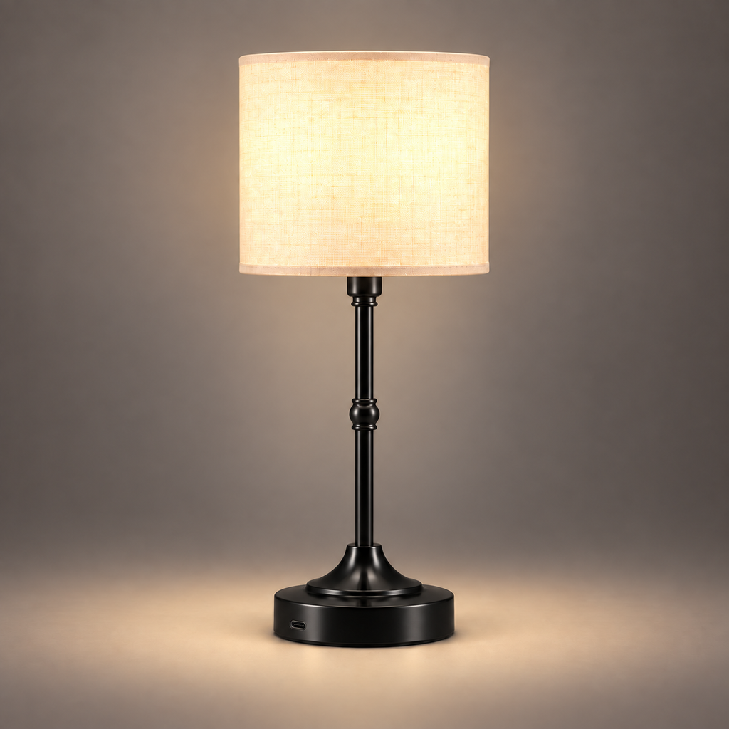 obsidian-1 — Lampe Mayfair Obsidian allumée, photo studio sur fond gris