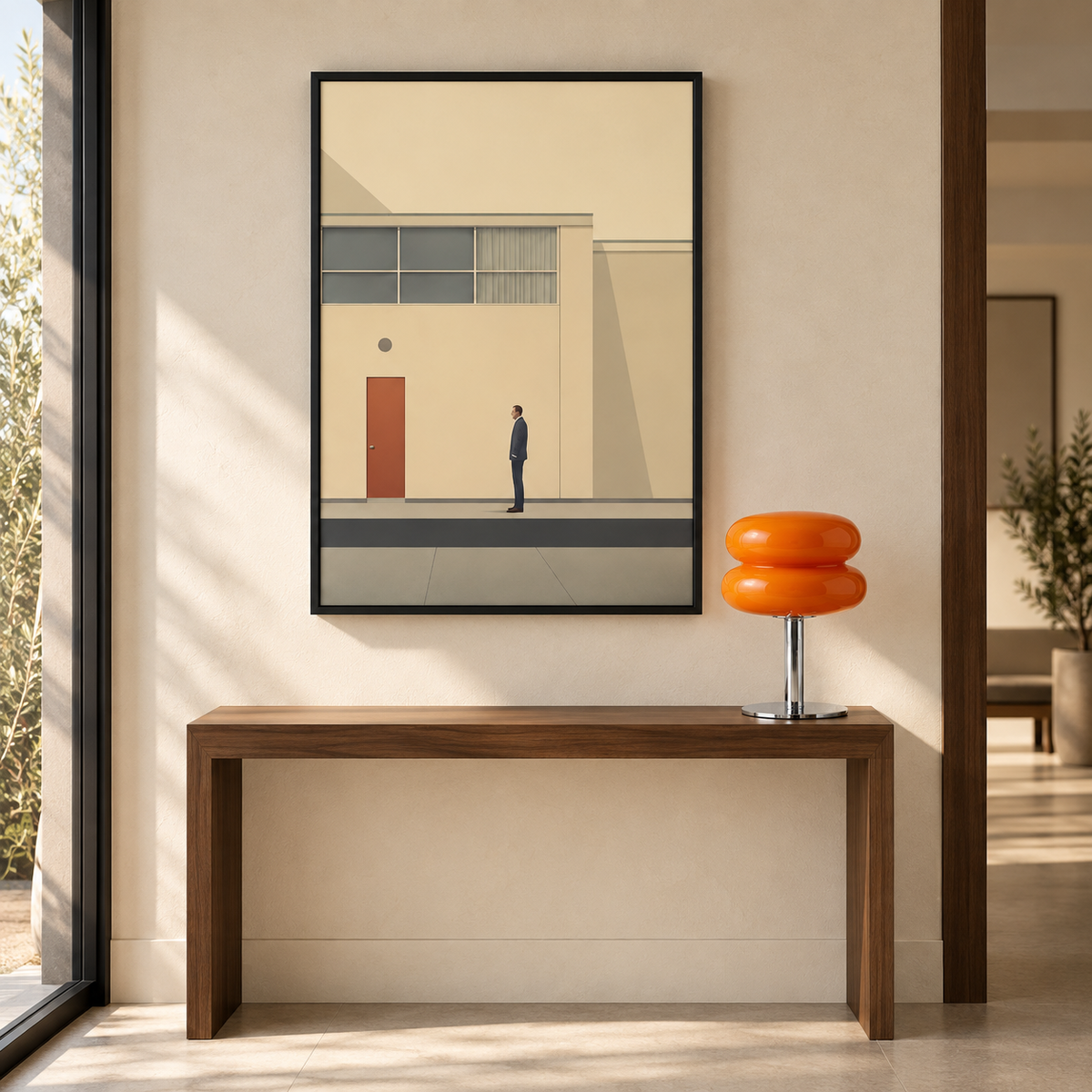 Affiche Navata encadrée dans une entrée avec lampe Opaline Cosmic Orange