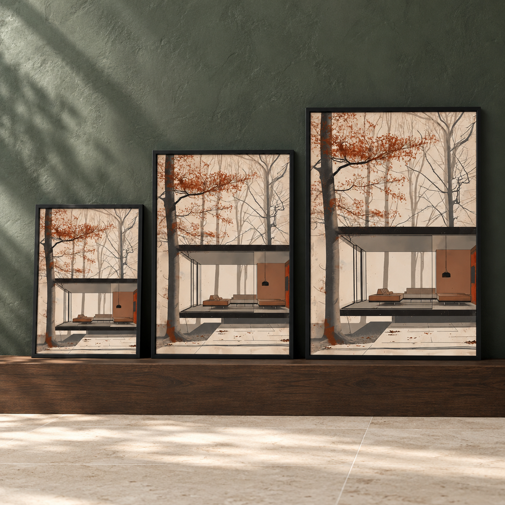 Affiche Selva présentée dans les formats 30 × 40, 40 × 60 et 50 × 70 cm