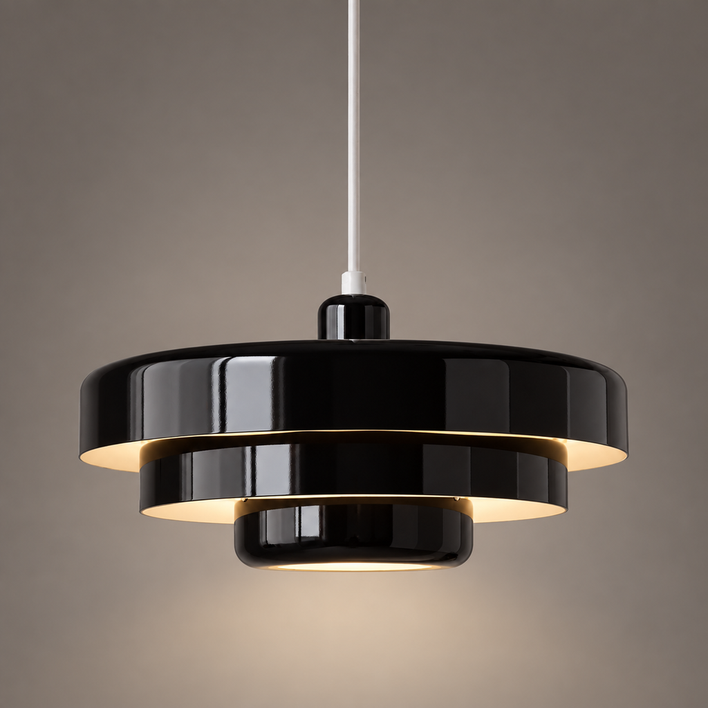 obsidian-1 — Suspension Tivoli Obsidian allumée, photo studio sur fond gris