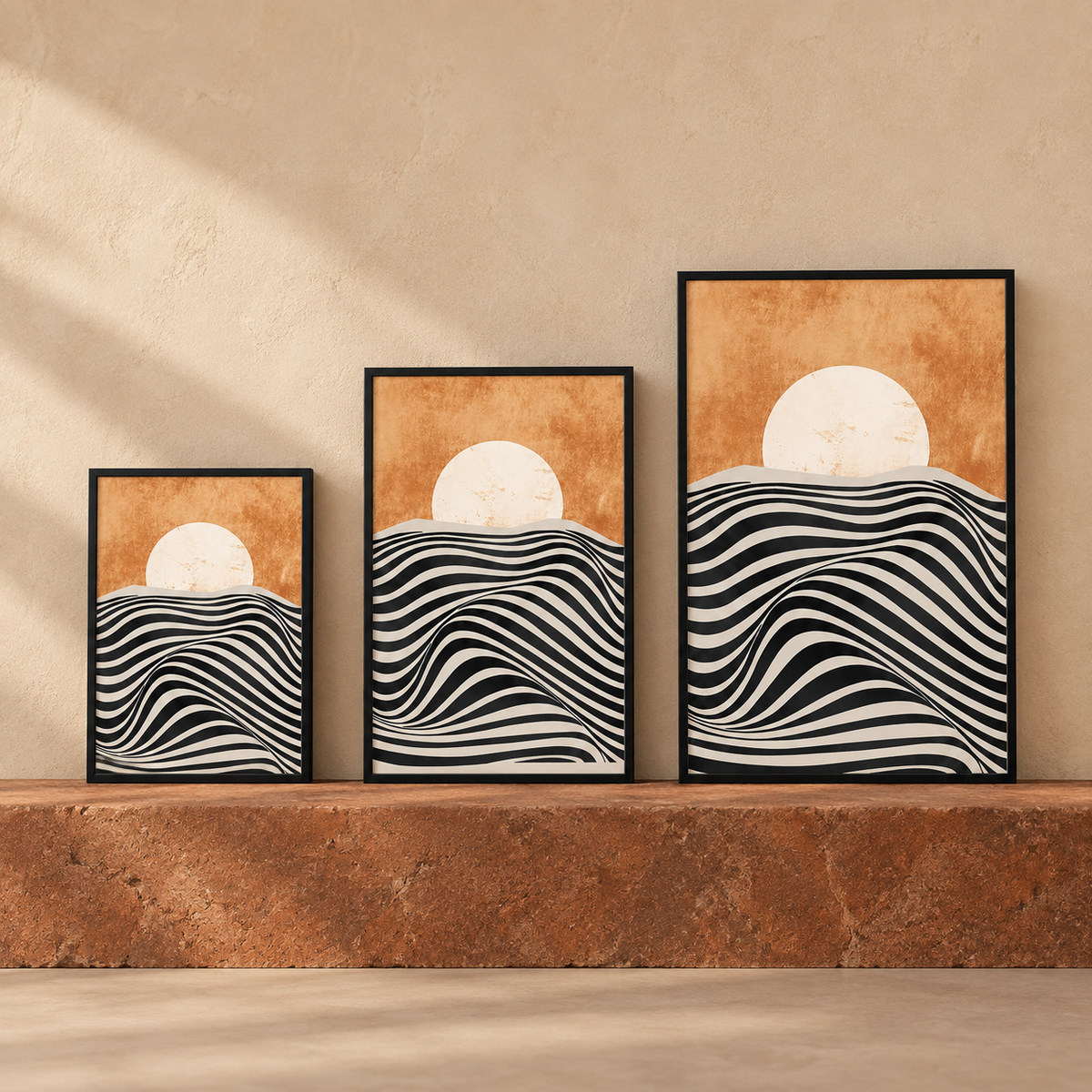 Affiche Tramonto présentée dans les formats 30 × 40, 40 × 60 et 50 × 70 cm